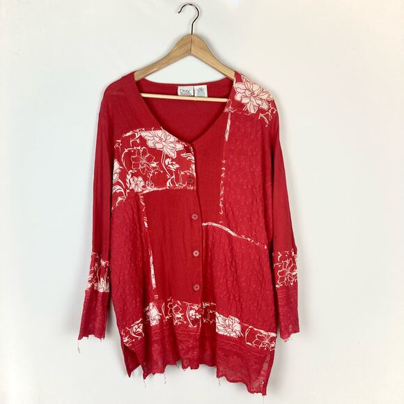 VTG Only Necessities Floral Patchwork Button Down Long Sleeve Blouse - Picture 1 of 6
